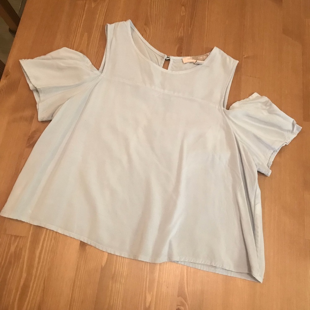 Forever 21 Light Blue Cold Shoulder Shirt